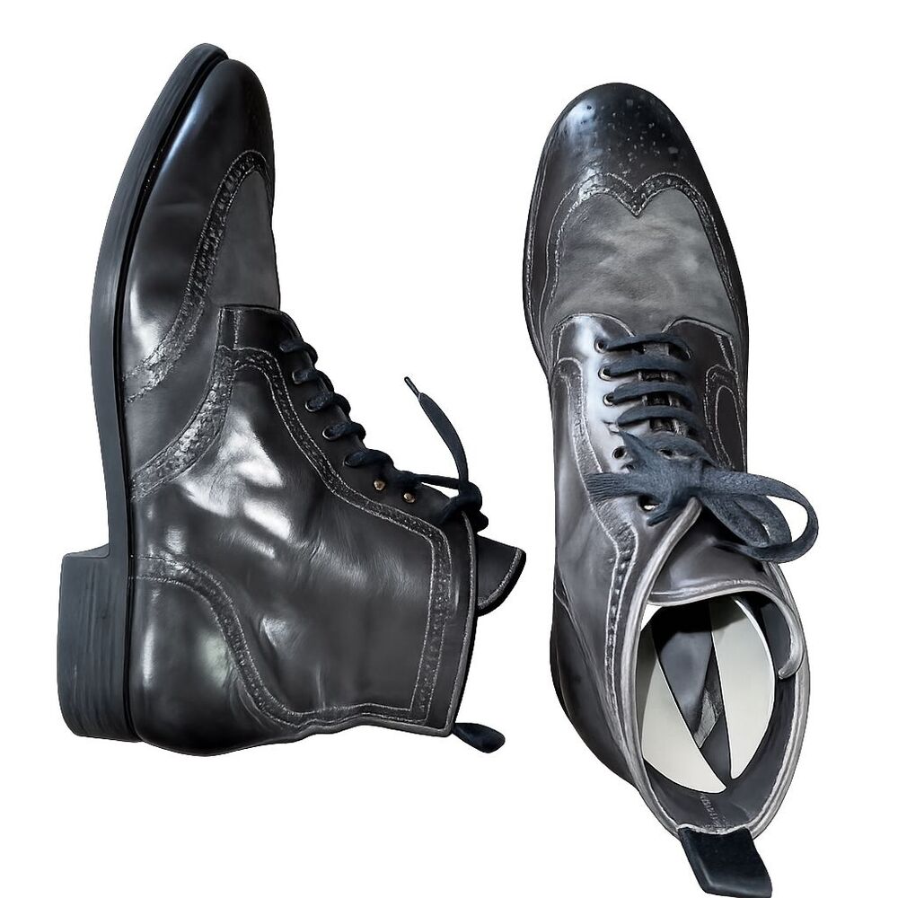 To Boot New York Wingtip Brogue Dress Boots Gunmetal Leather Suede Italy Men 13